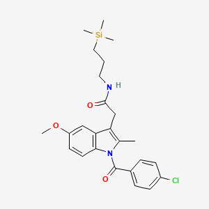 molecular formula C25H31ClN2O3Si B12541171 1H-Indole-3-acetamide, 1-(4-chlorobenzoyl)-5-methoxy-2-methyl-N-[3-(trimethylsilyl)propyl]- 