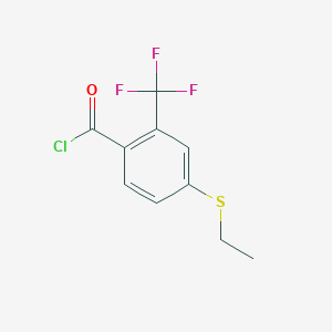 molecular formula C10H8ClF3OS B12541281 Benzoyl chloride, 4-(ethylthio)-2-(trifluoromethyl)- CAS No. 143659-75-0