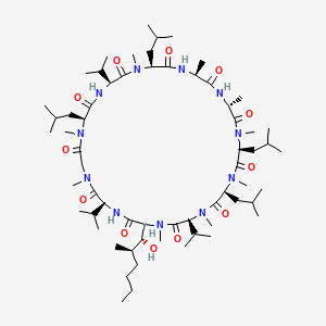 molecular formula C63H115N11O12 B1254129 (3S,6S,9S,12R,15S,18S,21S,24S,30S,33S)-33-[(1R,2R)-1-hydroxy-2-methylhexyl]-1,4,7,10,12,15,19,25,28-nonamethyl-6,9,18,24-tetrakis(2-methylpropyl)-3,21,30-tri(propan-2-yl)-1,4,7,10,13,16,19,22,25,28,31-undecazacyclotritriacontane-2,5,8,11,14,17,20,23,26,29,32-undecone 