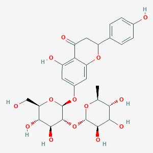 molecular formula C27H32O14 B1254142 7-[(2S,3R,4S,5S,6R)-4,5-dihydroxy-6-(hydroxymethyl)-3-[(2S,3R,5R,6S)-3,4,5-trihydroxy-6-methyloxan-2-yl]oxyoxan-2-yl]oxy-5-hydroxy-2-(4-hydroxyphenyl)-2,3-dihydrochromen-4-one 