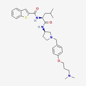 molecular formula C31H42N4O3S B12541556 Benzo[b]thiophene-2-carboxamide,N-[(1S)-1-[[[(3R)-1-[[4-[3-(dimethylamino)propoxy]phenyl]methyl]-3-pyrrolidinyl]amino]carbonyl]-3-Methylbutyl]- 