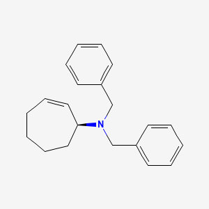 molecular formula C21H25N B12541759 2-Cyclohepten-1-amine, N,N-bis(phenylmethyl)-, (1S)- CAS No. 656223-62-0