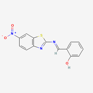 molecular formula C14H9N3O3S B12541780 2-[(E)-(6-nitro-1,3-benzothiazol-2-yl)iminomethyl]phenol 