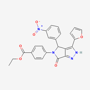 4-[3-(2-Furanyl)-4-(3-nitrophenyl)-6-oxo-2,4-dihydropyrrolo[3,4-c]pyrazol-5-yl]benzoic acid ethyl ester