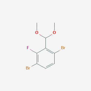 molecular formula C9H9Br2FO2 B12541869 Benzene, 1,4-dibromo-2-(dimethoxymethyl)-3-fluoro- CAS No. 861928-18-9