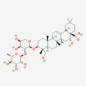 molecular formula C41H66O13 B1254236 (4Ar,5R,6aR,6aS,6bR,8aR,9R,10S,12aR,14bS)-10-[(2S,3R,4S,5S)-4,5-dihydroxy-3-[(2S,3R,4R,5R,6S)-3,4,5-trihydroxy-6-methyloxan-2-yl]oxyoxan-2-yl]oxy-5-hydroxy-9-(hydroxymethyl)-2,2,6a,6b,9,12a-hexamethyl-1,3,4,5,6,6a,7,8,8a,10,11,12,13,14b-tetradecahydropicene-4a-carboxylic acid CAS No. 243857-99-0