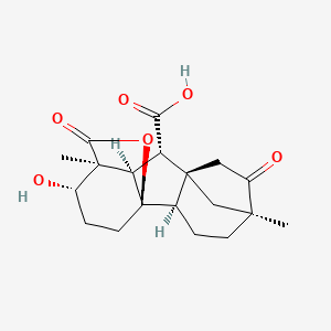 molecular formula C19H24O6 B1254239 (1R,2R,5S,8S,9S,10R,11S,12S)-12-hydroxy-5,11-dimethyl-6,16-dioxo-15-oxapentacyclo[9.3.2.15,8.01,10.02,8]heptadecane-9-carboxylic acid 