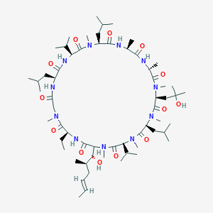 molecular formula C61H109N11O13 B1254261 (3S,6S,9S,12R,15S,18S,21S,24S,30S,33S)-30-ethyl-33-[(1R,2R,4E)-1-hydroxy-2-methylhex-4-en-1-yl]-9-(2-hydroxy-2-methylpropyl)-6,18,24-triisobutyl-3,21-diisopropyl-1,4,7,10,12,15,19,28-octamethyl-1,4,7,10,13,16,19,22,25,28,31-undecaazacyclotritriacontane-2,5,8,11,14,17,20,23,26,29,32-undecone 