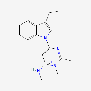 4-(3-Ethyl-1H-indol-1-yl)-1,2-dimethyl-6-(methylamino)pyrimidin-1-ium