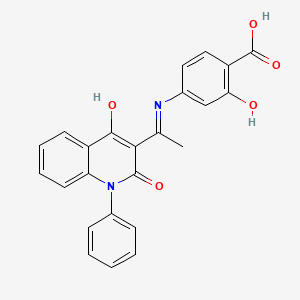 2-Hydroxy-4-[1-(4-hydroxy-2-oxo-1-phenylquinolin-3-yl)ethylideneamino]benzoic acid