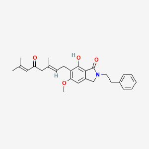 molecular formula C27H31NO4 B1254298 6-[(2E)-3,7-Dimethyl-5-oxo-2,6-octadienyl]-2,3-dihydro-7-hydroxy-5-methoxy-2-(2-phenylethyl)-1H-isoindole-1-one 