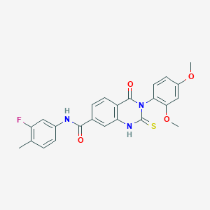 molecular formula C24H20FN3O4S B1254311 3-(2,4-dimethoxyphenyl)-N-(3-fluoro-4-methylphenyl)-4-oxo-2-sulfanylidene-1H-quinazoline-7-carboxamide 