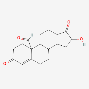 molecular formula C19H24O4 B1254320 16-hydroxy-13-methyl-3,17-dioxo-2,6,7,8,9,11,12,14,15,16-decahydro-1H-cyclopenta[a]phenanthrene-10-carbaldehyde 