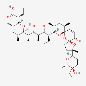 molecular formula C43H70O11 B1254339 (2R)-2-[(2R,3S,5S,6R)-6-[(2S,3S,4S,6R)-6-[(3S,5S,7R,9S,10S,12R)-3-[(2R,5R,6S)-5-乙基-5-羟基-6-甲基氧杂环己烷-2-基]-3,10,12-三甲基-15-氧代-4,6,8-三氧杂螺[4.1.57.35]十五烷-13-烯-9-基]-3-羟基-4-甲基-5-氧代辛-2-基]-3,5-二甲基氧杂环己烷-2-基]丁酸 