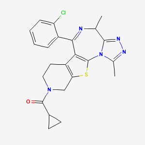 molecular formula C23H22ClN5OS B1254366 [9-(2-Chlorophenyl)-3,7-dimethyl-17-thia-2,4,5,8,14-pentazatetracyclo[8.7.0.02,6.011,16]heptadeca-1(10),3,5,8,11(16)-pentaen-14-yl]-cyclopropylmethanone 