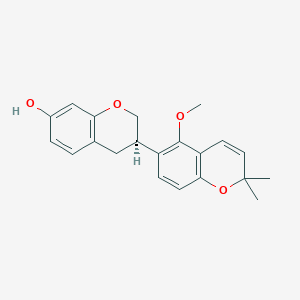 molecular formula C21H22O4 B1254369 (3R)-5'-methoxy-2',2'-dimethyl-3,4-dihydro-2H,2'H-[3,6'-bi-1-benzopyran]-7-ol 