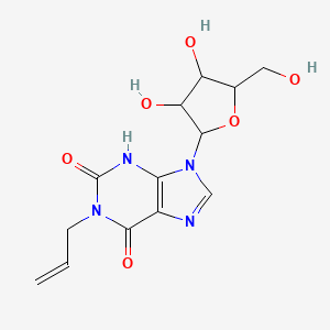 molecular formula C13H16N4O6 B1254389 9-[3,4-dihydroxy-5-(hydroxymethyl)oxolan-2-yl]-1-prop-2-enyl-3H-purine-2,6-dione 