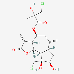 molecular formula C19H24Cl2O7 B1254395 [(3aR,4S,6aR,8S,9S,9aS,9bS)-9-(chloromethyl)-8,9-dihydroxy-3,6-dimethylene-2-oxo-3a,4,5,6a,7,8,9a,9b-octahydroazuleno[4,5-b]furan-4-yl] 3-chloro-2-hydroxy-2-methyl-propanoate 