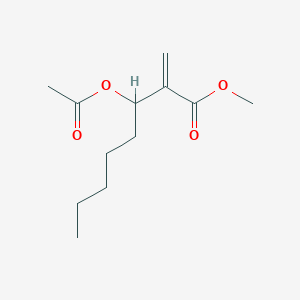 molecular formula C12H20O4 B12544386 Octanoic acid, 3-(acetyloxy)-2-methylene-, methyl ester CAS No. 143164-94-7