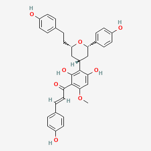 molecular formula C35H34O8 B1254457 (E)-1-[2,4-dihydroxy-3-[(2S,4R,6S)-2-(4-hydroxyphenyl)-6-[2-(4-hydroxyphenyl)ethyl]oxan-4-yl]-6-methoxyphenyl]-3-(4-hydroxyphenyl)prop-2-en-1-one 