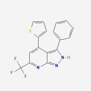 molecular formula C17H10F3N3S B12544612 1H-Pyrazolo[3,4-b]pyridine, 3-phenyl-4-(2-thienyl)-6-(trifluoromethyl)- CAS No. 821774-47-4