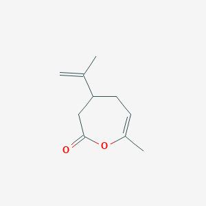 molecular formula C10H14O2 B12544677 7-Methyl-4-(prop-1-en-2-yl)-4,5-dihydrooxepin-2(3H)-one CAS No. 145641-63-0