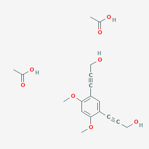 molecular formula C18H22O8 B12544683 Acetic acid;3-[5-(3-hydroxyprop-1-ynyl)-2,4-dimethoxyphenyl]prop-2-yn-1-ol CAS No. 146183-96-2