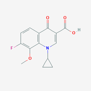 B125447 1-Cyclopropyl-7-fluoro-8-methoxy-4-oxo-1,4-dihydroquinoline-3-carboxylic acid CAS No. 221221-16-5