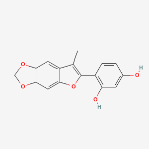 molecular formula C16H12O5 B12544704 4-(7-Methyl-2H-furo[2,3-f][1,3]benzodioxol-6-yl)benzene-1,3-diol CAS No. 143727-94-0