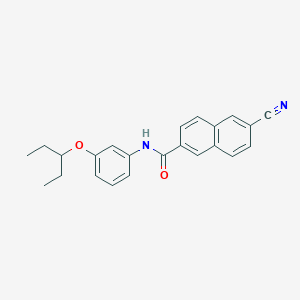 molecular formula C23H22N2O2 B12544706 2-Naphthalenecarboxamide, 6-cyano-N-[3-(1-ethylpropoxy)phenyl]- CAS No. 653604-43-4