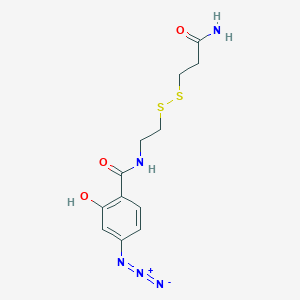 molecular formula C12H15N5O3S2 B12544836 N-{2-[(3-Amino-3-oxopropyl)disulfanyl]ethyl}-4-azido-2-hydroxybenzamide CAS No. 143716-37-4