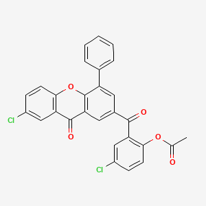 molecular formula C28H16Cl2O5 B12545480 4-Chloro-2-(7-chloro-9-oxo-4-phenyl-9H-xanthene-2-carbonyl)phenyl acetate CAS No. 142739-37-5