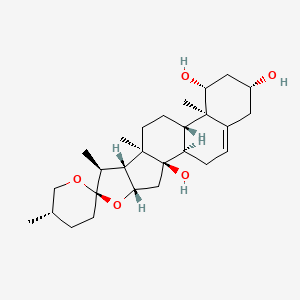 molecular formula C27H42O5 B1254549 (1R,2R,4S,5'S,6R,7S,8R,9R,12S,13R,14R,16R)-5',7,9,13-tetramethylspiro[5-oxapentacyclo[10.8.0.02,9.04,8.013,18]icos-18-ene-6,2'-oxane]-2,14,16-triol 
