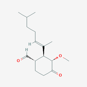 molecular formula C16H26O3 B1254569 (1S,2S,3S)-3-methoxy-2-[(2E)-6-methylhept-2-en-2-yl]-4-oxocyclohexanecarbaldehyde 