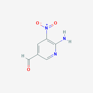 molecular formula C6H5N3O3 B12545741 6-Amino-5-nitro-3-pyridinecarboxaldehyde 