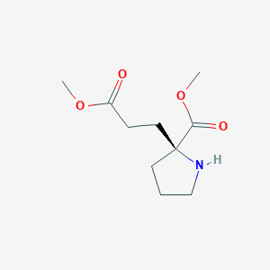 molecular formula C10H17NO4 B12545948 Methyl 2-(3-methoxy-3-oxopropyl)-D-prolinate CAS No. 863133-04-4