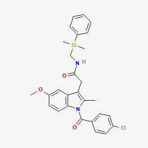 molecular formula C28H29ClN2O3Si B12546409 1H-Indole-3-acetamide, 1-(4-chlorobenzoyl)-N-[(dimethylphenylsilyl)methyl]-5-methoxy-2-methyl- 