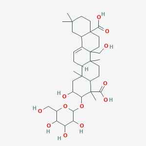 molecular formula C36H56O12 B1254689 2-羟基-6b-(羟甲基)-4,6a,11,11,14b-五甲基-3-[3,4,5-三羟基-6-(羟甲基)氧杂-2-基]氧-1,2,3,4a,5,6,7,8,9,10,12,12a,14,14a-十四氢蒈-4,8a-二甲酸 