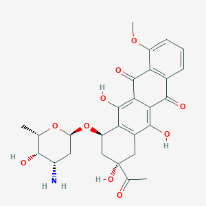 molecular formula C27H29NO10 B1254704 (7R,9S)-9-acetyl-7-[[(2R,4S,5S,6S)-4-amino-5-hydroxy-6-methyl-2-oxanyl]oxy]-6,9,11-trihydroxy-4-methoxy-8,10-dihydro-7H-tetracene-5,12-dione 