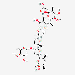 molecular formula C47H80O17 B1254709 2-[(2R,3S,4S,5R)-6-[(1R)-1-[(2S,5R,7S,8R)-2-[(2R,5S)-5-[(2R)-3-[(5S)-4,5-dimethoxy-6-methyloxan-2-yl]oxy-5-[(3S,5R,6S)-6-hydroxy-3,5,6-trimethyloxan-2-yl]oxolan-2-yl]-5-methyloxolan-2-yl]-7-hydroxy-2,8-dimethyl-1,10-dioxaspiro[4.5]decan-9-yl]ethyl]-2-hydroxy-4,5-dimethoxy-3-methyloxan-2-yl]acetic acid 