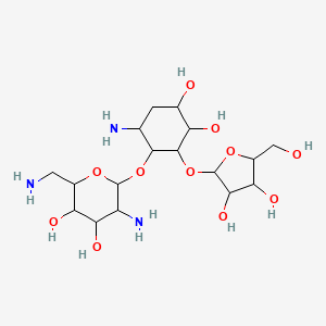 molecular formula C17H33N3O11 B1254716 5-Amino-6-[6-amino-2-[3,4-dihydroxy-5-(hydroxymethyl)oxolan-2-yl]oxy-3,4-dihydroxycyclohexyl]oxy-2-(aminomethyl)oxane-3,4-diol 
