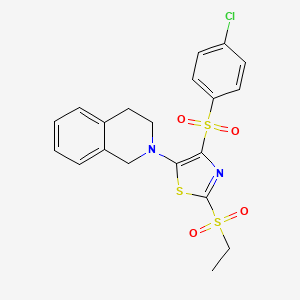 molecular formula C20H19ClN2O4S3 B1254738 4-(4-氯苯基)磺酰基-5-(3,4-二氢-1H-异喹啉-2-基)-2-乙基磺酰基噻唑 