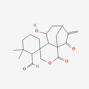 molecular formula C20H26O5 B1254753 7-羟基-2',2'-二甲基-10-亚甲基-2,11-二氧代螺[3-氧代三环[7.2.1.01,6]十二烷-5,6'-环己烷]-1'-甲醛 