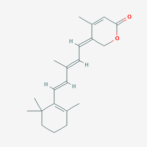 molecular formula C21H28O2 B1254755 (5E)-5-[(2E,4E)-5-(2,6,6-Trimethyl-1-cyclohexenyl)-3-methyl-2,4-pentadien-1-ylidene]-4-methyl-5,6-dihydro-2H-pyran-2-one 