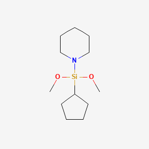 molecular formula C12H25NO2Si B12547612 Piperidine, 1-(cyclopentyldimethoxysilyl)- CAS No. 179751-89-4