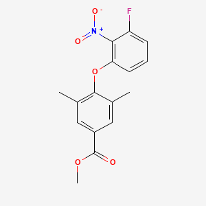 molecular formula C16H14FNO5 B12547648 Methyl 4-(3-fluoro-2-nitrophenoxy)-3,5-dimethylbenzoate CAS No. 866082-35-1