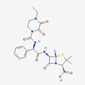 molecular formula C23H27N5O7S B1254765 (2S,5S,6R)-6-[[(2R)-2-[[(4-ethyl-2,3-dioxo-1-piperazinyl)-oxomethyl]amino]-1-oxo-2-phenylethyl]amino]-3,3-dimethyl-7-oxo-4-thia-1-azabicyclo[3.2.0]heptane-2-carboxylic acid 