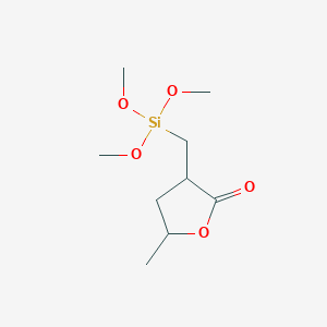 molecular formula C9H18O5Si B12547660 5-Methyl-3-[(trimethoxysilyl)methyl]oxolan-2-one CAS No. 150241-72-8