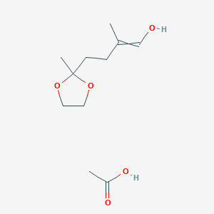 molecular formula C11H20O5 B12547699 Acetic acid;2-methyl-4-(2-methyl-1,3-dioxolan-2-yl)but-1-en-1-ol CAS No. 142791-23-9