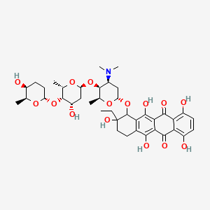 molecular formula C40H53NO15 B1254840 10-[(2S,4S,5S,6S)-4-(dimethylamino)-5-[(2S,4S,5S,6S)-4-hydroxy-5-[(2S,5S,6S)-5-hydroxy-6-methyloxan-2-yl]oxy-6-methyloxan-2-yl]oxy-6-methyloxan-2-yl]oxy-9-ethyl-1,4,6,9,11-pentahydroxy-8,10-dihydro-7H-tetracene-5,12-dione 
